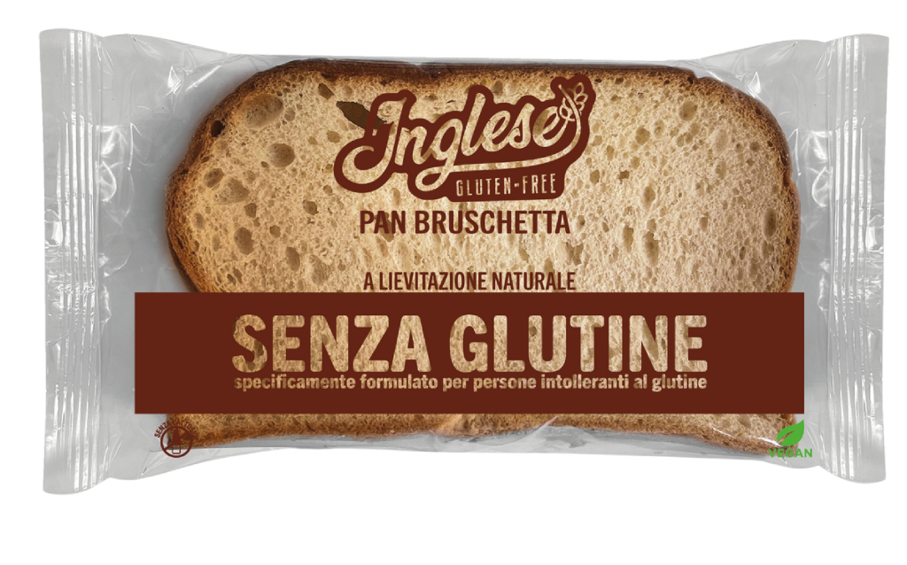 Inglese Pan Bruschetta Snack Croccante Senza Glutine 2 Fette 90 g